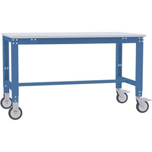 Manuflex AU7329.5007 Werktafel universele speciale mobiel met PVCplatte, bxdxh = 1250 x 600 x 752-972 mm Stralend blauw (RAL 5007)