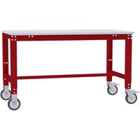 Manuflex AU7307.3003 Werktafel universele speciale mobiele met kunststof plaat, bxdxh = 1000 x 600 x 752-972 mm Robijn-rood