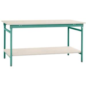 Manuflex BB5227.0001 Compleet bijzettafel basis stationair met kunststof plaat + legplank, bxdxh: 1500 x 800 x 780 mm Grijs, Groen