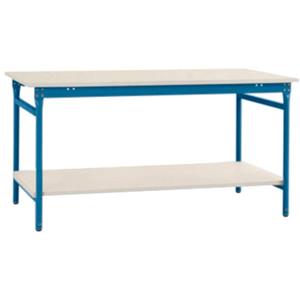Manuflex BB5227.5007 Compleet bijzettafel basis stationair met kunststof plaat + legplank, bxdxh: 1500 x 800 x 780 mm Stralend blauw (RAL 5007)
