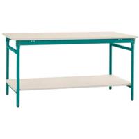 Manuflex BB5221.5021 Compleet bijzettafel basis stationair met melamine schijf + legplank, bxdxh: 1500 x 800 x 780 mm Waterblauw