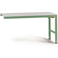 Manuflex LU6136.6011 ESD ESD-werktafel universele standaard aanschuiftafel met kunststof plaat, bxdxh = 2000 x 1200 x 766-876 mm Reseda groen (RAL 9010)