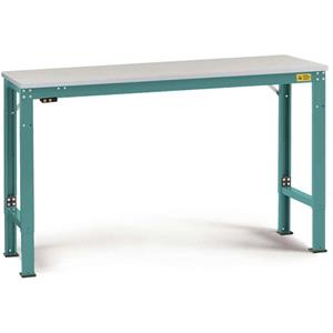 Manuflex LU7043.5021 ESD ESD-werktafel universele speciale reden tafel met rubber schijf, bxdxh = 1500 x 600 x 722-1022 mm Waterblauw