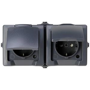 Kopp 137055001 Nautic Wandontactdoos met klapdeksel spatwaterdicht Antraciet 1 stuk(s)