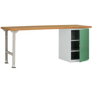 Manuflex WC5125.6011 Werkbanksystem COMBI Modell 8 mit massiver Bucheplatte, BxTxH = 2000 x 700 x 84