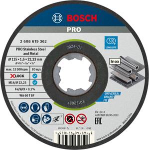 Bosch X-LOCK 2608619362 Doorslijpschijf recht 115 mm 1 stuk(s)