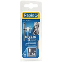 Rapid RVS Blindklinknagels Ø 4.8x10mm + boor in blister (50 stuks)