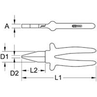 Kstools 1000V Flachzange, kurze Backen, 160mm