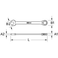 Kstools DUO GEARplus Ringmaulschlüssel,Maul-Ratschenfunktion 24mm