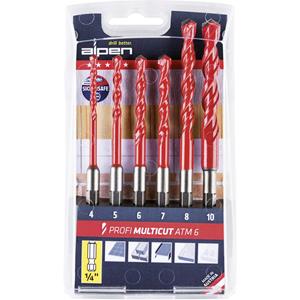 alpen MultiCut 0000100802100 Carbide Multifunctionele boorset 6-delig 1/4 (6.3 mm) 1 stuk(s)