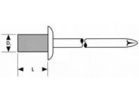 Fortis Blindniet Standard Flachrundkopf 4,8x 1 6mm, 75 Stück