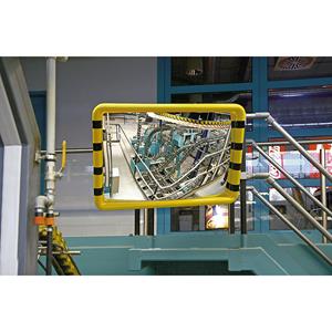 Überwachungsspiegel Rahmen mit gelb-schwarzer Warnmarkierung BxH 500 x 300 mm