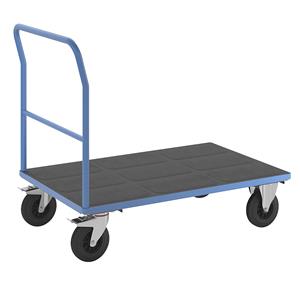 EUROKRAFTpro Platformwagen, buisduwbeugel, massieve rubberbanden, l x b = 1250 x 800 mm, lichtblauw