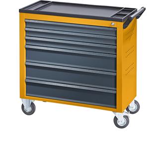 EUROKRAFTpro Werkplaatswagen JUMBO, met 6 doorlopende laden, h x b x d = 935 x 900 x 460 mm, meloengeel