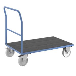 EUROKRAFTpro Platformwagen, buisduwbeugel, polyamide wielen, l x b = 1250 x 800 mm, lichtblauw