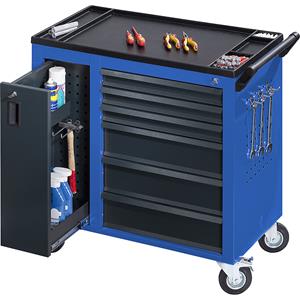 EUROKRAFTpro Werkplaatswagen JUMBO, met verticale uitschuifwand en 6 laden, h x b x d = 935 x 900 x 460 mm, gentiaanblauw