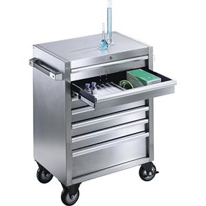 Ladekast-gereedschapswagen van roestvast staal, 7 laden met lade-uittrekbeveiliging, h x b x d = 935 x 680 x 470 mm