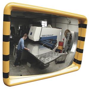 Überwachungsspiegel Rahmen mit gelb-schwarzer Warnmarkierung BxH 900 x 600 mm