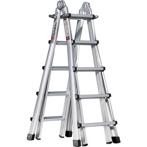 euroline Alu-Vario vouwladder, met telescopische bomen, 4 x 5 sporten