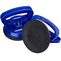 relaxdays Saugheber 2er Set, Transport von Scheiben, Fliesen & Platten, Glasheber bis 45 kg, Saughalter Ø 12 cm, blau - 