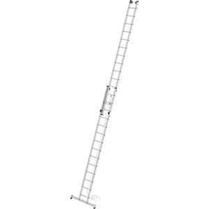 MUNK Aanlegladder, in hoogte verstelbaar, optrekladder, 2-delig met nivello-stabiliteitsbalk, 2 x 14 sporten