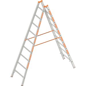 Layher Bokladder met sporten, tweezijdig oploopbaar, 2 x 9 sporten