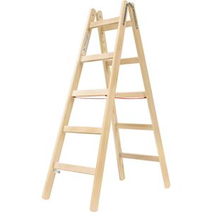hymer Holz-Sprossenstehleiter, beidseitig begehbar 2x5
