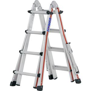 HYMER Telescoopladder, SC 40, met uitklapbare stabilisatoren, 4 x 4 sporten