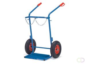 fetra - Stahlflaschenkarre 51012, Luftreifen, für 2 Flaschen, Tragkraft 150kg