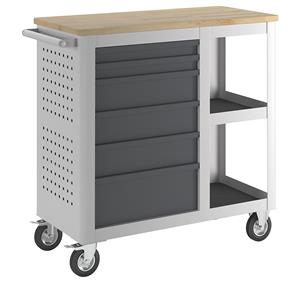Montagewagen, breedte 965 mm, met 6 laden + 2 topbladen, kastframe lichtgrijs