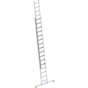 Layher Aluminium schuifladder, 2-delig, uitschuifbaar, 2 x 16 sporten incl. draagbalk