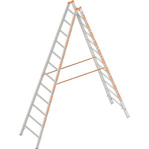 Layher Bokladder met sporten, tweezijdig oploopbaar, 2 x 12 sporten