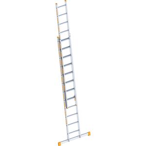 Layher Aluminium schuifladder, 2-delig, uitschuifbaar, 2 x 12 sporten incl. draagbalk