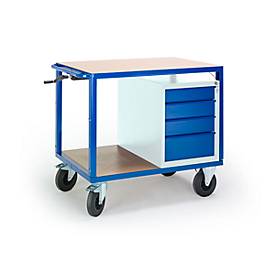 Rollcart Transportsysteme Etagewagen in hoogte verstelbaar, 1090 x 700 mm, met ladekast, draagvermogen 400 kg