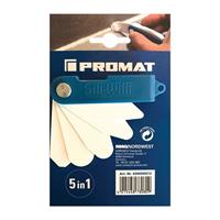 Promat Siliconen-plamuurmes | 5 in 1 | passend voor alle siliconevoegen | kunststof 1 stuks op kaart | lengte 85 mm breedte 15 mm - 4300000212 -