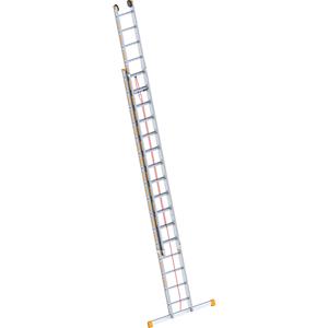 Layher Aluminium optrekladder, 2-delig, uittrekbaar, incl. dwarsbalk, 2 x 16 sporten