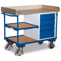 variofit Werkstattwagen mit Schiebegriff, 4 Schubladen und 3 Ladeflächen bis 1125x630mm - 