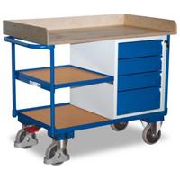 VARIOfit SW-600.612 Tafel en kabinetwagen Staal Poedercoating Laadvermogen (max.): 400 kg Gentiaan-blauw (RAL 5010)