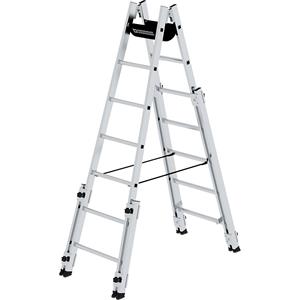 günzburgersteigtechnik Günzburger Aluminium Stehleiter, treppengängig, mit 4 Holmverlängerungen 2x7 Sprossen - GüNZBURGER STEIGTECHNIK