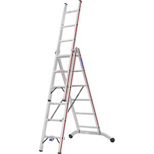 HYMER Aluminium reformladder, industrie-uitvoering, 3 x 6 sporten, max. werkhoogte 5,00 m