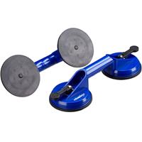 2 Kopf Saugheber 2er Set, Transport von Scheiben, Fliesen & Platten, Glasheber 80 kg, Saughalter Ø 12 cm, blau - 