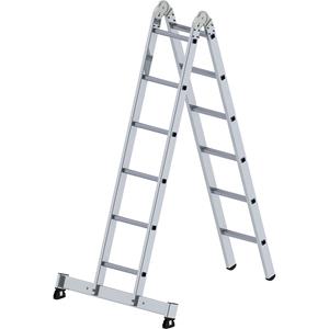 MUNK Aluminium vouwladder, te gebruiken als bok- en aanlegladder, 2 x 6 sporten