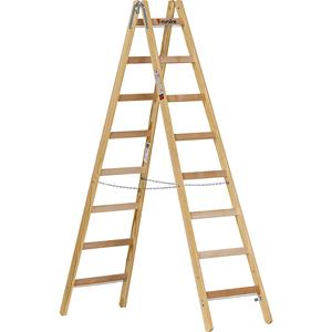 euroline Holz-Sprossenstehleiter mit Eimerhaken Nr. 10501 2x8