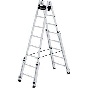 günzburgersteigtechnik Günzburger Steigtechnik - Günzburger Aluminium Stehleiter, treppengängig, mit 4 Holmverlängerungen 2x8 Sprossen