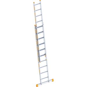 Layher Aluminium schuifladder, 2-delig, uitschuifbaar, 2 x 10 sporten incl. draagbalk