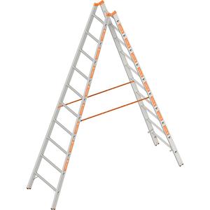 Layher Bokladder met sporten, tweezijdig oploopbaar, 2 x 10 sporten