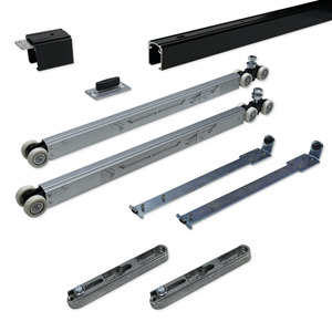 argenta Proslide complete schuifdeurset 2 meter rail - Dubbele softclose - Minimale deurbreedte 930mm - Max. 100kg - Zwart - Onzichtbare bevestiging