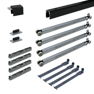 argenta Proslide complete schuifdeurset 4 meter rail - Dubbele softclose - Minimale deurbreedte 930mm - Max. 100kg - Zwart - Onzichtbare bevestiging