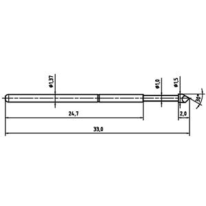 PTR 1025/E-H-1.5N-AU-1.5 Precisietestpen met veercontact