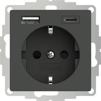 2USB 2U-449542 Schutzkontakt-Steckdose mit USB-Ladeausgang, erhöhter Berührungsschutz, VDE IP20 An
